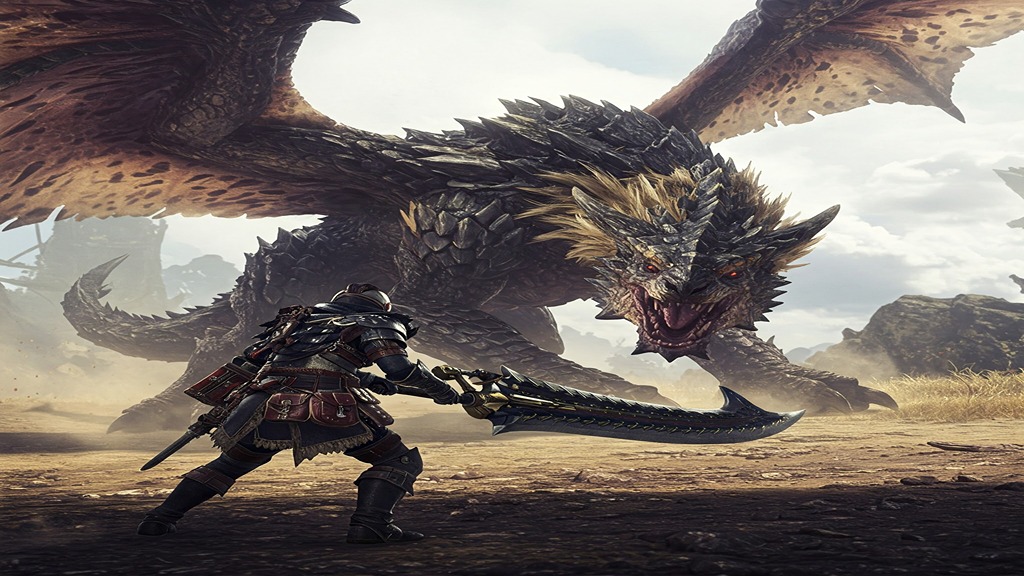 A hunter faces a powerful monster in Monster Hunter Wilds.