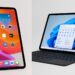 iPad Pro showing iPadOS vs Surface Pro showing Windows 11 split-screen comparison.
